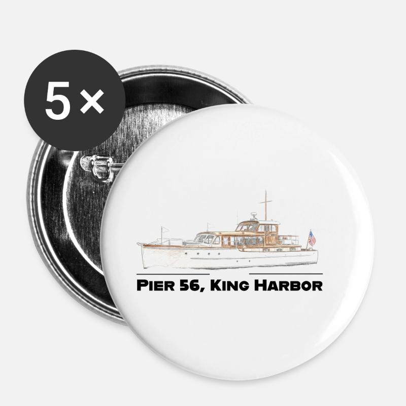 Pier_56 - Buttons groß 56 mm (5er Pack) - Weiß