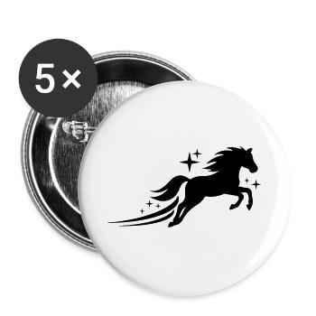 Pferd Galopp Sterne Schwarz Symbol - Buttons groß 56 mm (5er Pack) - Weiß - Vorne