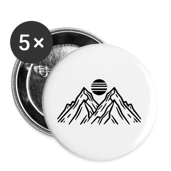 Montagnes Soleil Nature - Lot de 5 grands badges (56 mm) - blanc - Devant