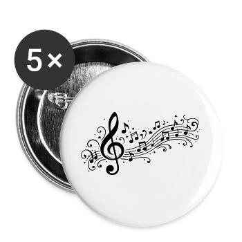 Notenschlüssel Notenranke Schwarz Symbol - Buttons groß 56 mm (5er Pack) - Weiß - Vorne