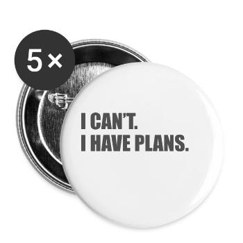 Je ne peux pas, j’ai des plans. Amoureux de voitures, gars de voitures, mécanicien. - Lot de 5 grands badges (56 mm) - blanc - Devant