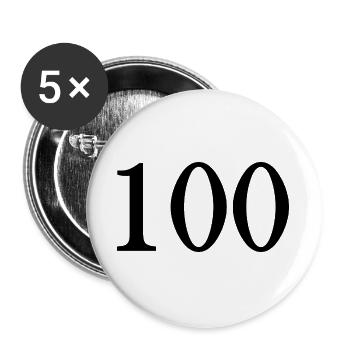 100. 100 ANS. 100e ANNIVERSAIRE. ANNIVERSAIRE 100  - Lot de 5 grands badges (56 mm) - blanc - Devant