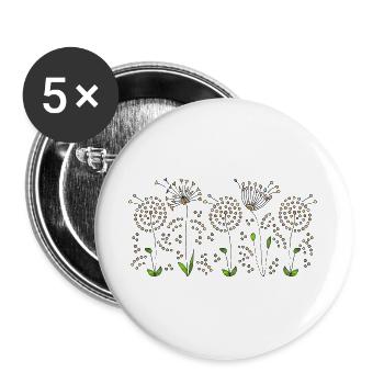 Blumen - Buttons groß 56 mm (5er Pack) - Weiß - Vorne