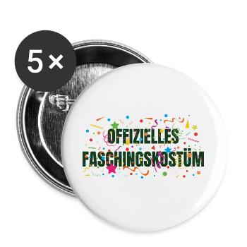 Offizielles Faschingskostüm - Buttons groß 56 mm (5er Pack) - Weiß - Vorne