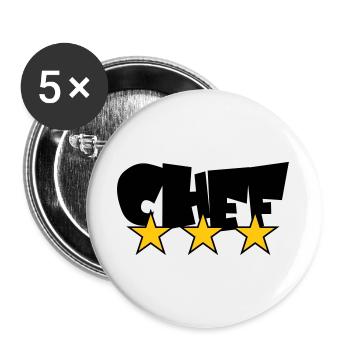 Chef Étoilé : Design 3 Étoiles Gastronomie - Lot de 5 grands badges (56 mm) - blanc - Devant