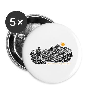Hiker Sunrise Destination Relief - Buttons large 2.2''/56 mm (5-pack) - white - Front