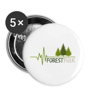 Forest Folk Logo mit Herzschlag - Buttons groß 56 mm (5er Pack) - Weiß - Vorne