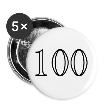 100. 100 ANS. 100e ANNIVERSAIRE. ANNIVERSAIRE 100  - Lot de 5 grands badges (56 mm) - blanc - Devant