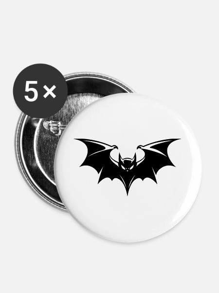 Fledermaus Gothic Logo - Buttons groß 56 mm (5er Pack) - Weiß