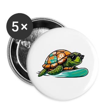 Planche de surf Hawaïenne Turtle - Lot de 5 grands badges (56 mm) - blanc - Devant