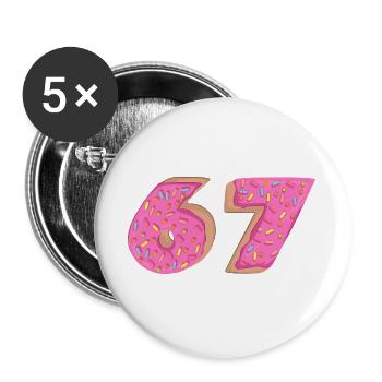 67 - Sixty Seven Number 67 Donut I-ce Cream Meme - Buttons groß 56 mm (5er Pack) - Weiß - Vorne