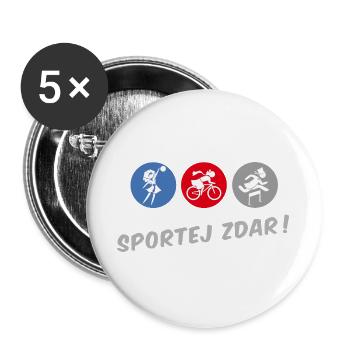 SPORTEJ ZDAR! - Buttons groß 56 mm (5er Pack) - Weiß - Vorne