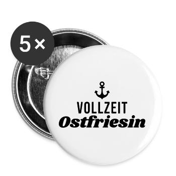 Vollzeit Ostfriesin VollzeitOstfriesin - Buttons groß 56 mm (5er Pack) - Weiß - Vorne