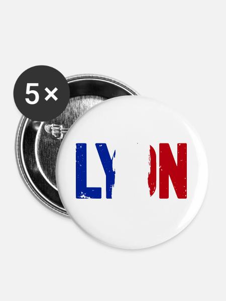 Lyon Frankreich - Buttons groß 56 mm (5er Pack) - Weiß