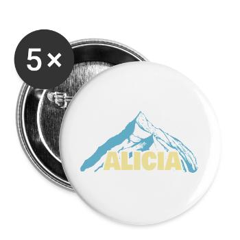 Geschenk für Alicia - Buttons groß 56 mm (5er Pack) - Weiß - Vorne