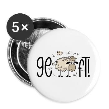 Geschafft! Schaf - Buttons groß 56 mm (5er Pack) - Weiß - Vorne