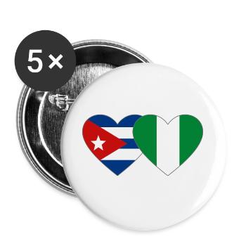Drapeau du Nigeria Drapeau du cœur du Cuba - Lot de 5 grands badges (56 mm) - blanc - Devant