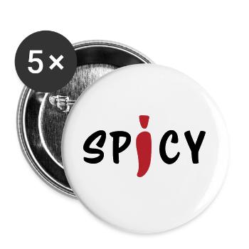 Scharfer Chili Pepper Bold Minimalistisches Food-Design - Buttons groß 56 mm (5er Pack) - Weiß - Vorne