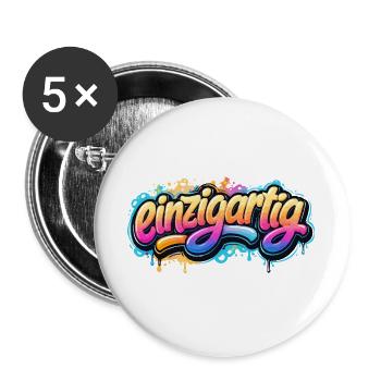 Einzigartig Graffiti Schriftzug - Buttons groß 56 mm (5er Pack) - Weiß - Vorne