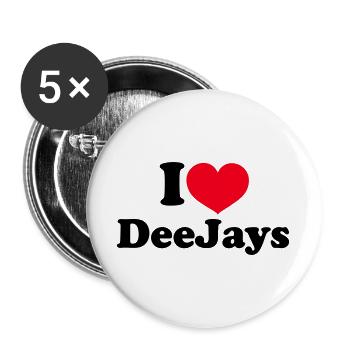 I Love DeeJays - Buttons large 2.2''/56 mm (5-pack) - white - Front