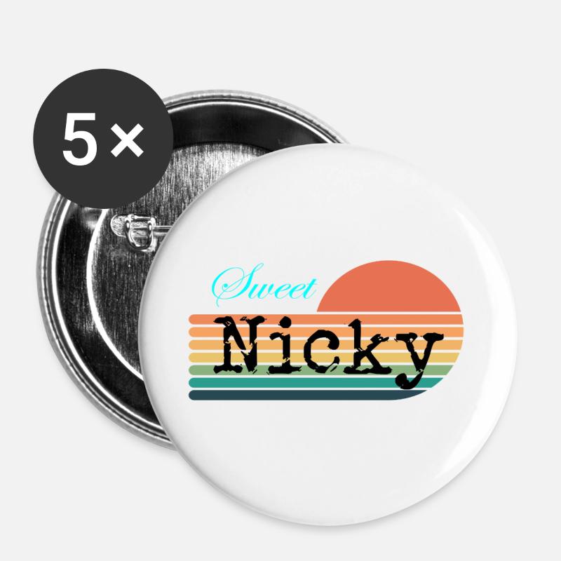 Nicky sweet Nicky Retro Vintage - Buttons large 2.2''/56 mm (5-pack) - white