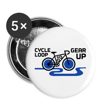 Boucle cycliste Motivation Gear Up - Lot de 5 grands badges (56 mm) - blanc - Devant