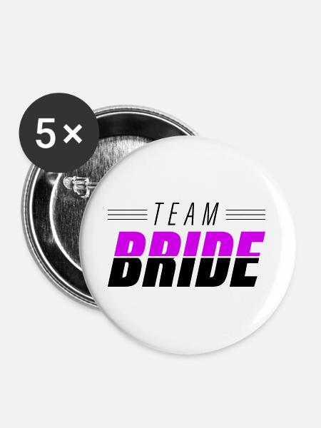 Team Bride - Buttons groß 56 mm (5er Pack) - Weiß
