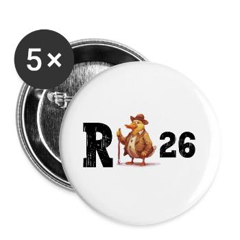 Rente 2026 Ente Rentner Rentnerin Ruhestand Lustig - Buttons groß 56 mm (5er Pack) - Weiß - Vorne