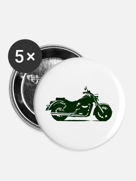 Motorrad Cruiser Silhouette - Buttons groß 56 mm (5er Pack) - Weiß
