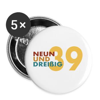 39. Geburtstag Retro Geschenkidee - Buttons groß 56 mm (5er Pack) - Weiß - Vorne