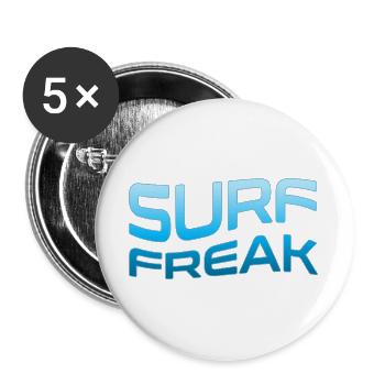Style des vagues bleues Surf Freak - Lot de 5 grands badges (56 mm) - blanc - Devant