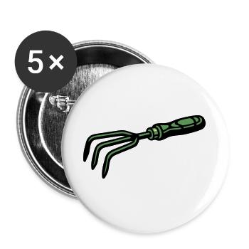 Icône de cultivateur à main griffue de jardin - Lot de 5 grands badges (56 mm) - blanc - Devant