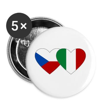 Tschechien Italien Flagge Herz - Buttons groß 56 mm (5er Pack) - Weiß - Vorne