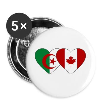 Algerien_Kanada_Flagge_Herz - Buttons groß 56 mm (5er Pack) - Weiß - Vorne