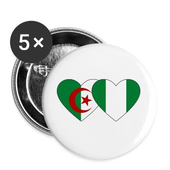 Drapeau Algérie Nigéria Cœur utilisé - Lot de 5 grands badges (56 mm) - blanc - Devant
