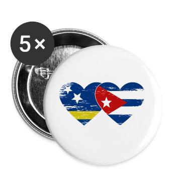 Cœur du drapeau de Curaçao Cuba utilisé - Lot de 5 grands badges (56 mm) - blanc - Devant