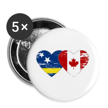 Curacao_Kanada_Flagge_Herz_used - Buttons large 2.2''/56 mm (5-pack) - white - Front