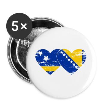 Curacao_Bosnien_Flagge_Herz_used - Buttons large 2.2''/56 mm (5-pack) - white - Front