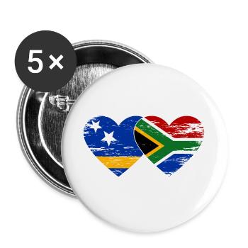 Curacao South Africa Flag Hands Heart Shape - Buttons large 2.2''/56 mm (5-pack) - white - Front