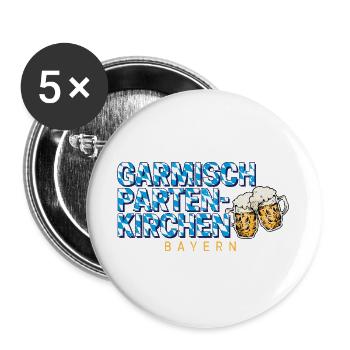 Garmisch Partenkirchen in Bayern Bier Design - Buttons groß 56 mm (5er Pack) - Weiß - Vorne