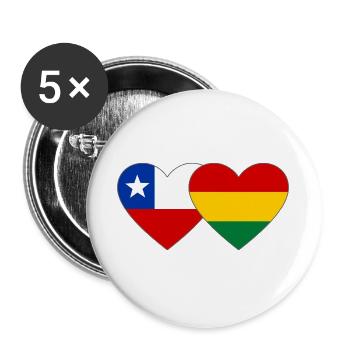 Chile Bolivia Flag Heart - Buttons large 2.2''/56 mm (5-pack) - white - Front
