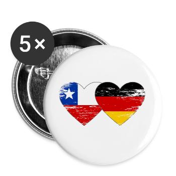Chile Deutschland Flagge Herz - Buttons groß 56 mm (5er Pack) - Weiß - Vorne