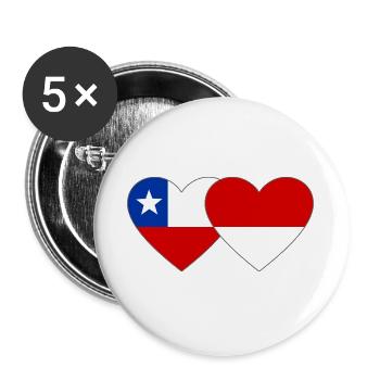 Chile_Polen_Flagge_Herz - Buttons groß 56 mm (5er Pack) - Weiß - Vorne