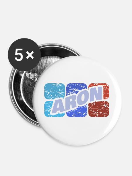 Vorname Aron - Buttons groß 56 mm (5er Pack) - Weiß
