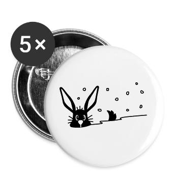 Cute bunny in the snow - Buttons large 2.2''/56 mm (5-pack) - white - Front