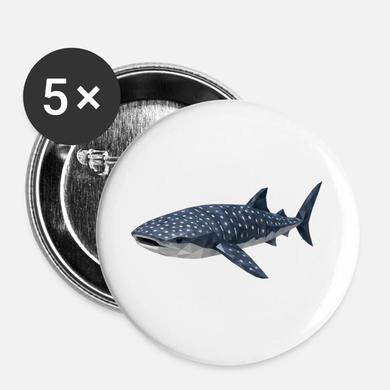 Polygonal Whale Shark – Geometric Art - Buttons large 2.2''/56 mm (5-pack) - white
