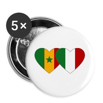 Senegal_Italien_Flagge_Herz - Lot de 5 grands badges (56 mm) - blanc - Devant