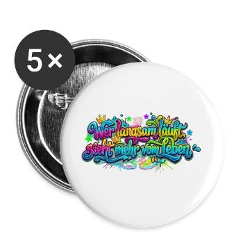 Wer langsam läuft sieht mehr vom Leben - Buttons groß 56 mm (5er Pack) - Weiß - Vorne