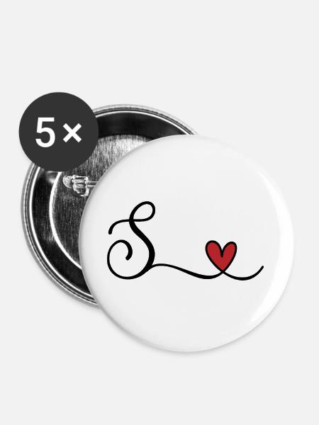 Buchstabe S - Buttons groß 56 mm (5er Pack) - Weiß