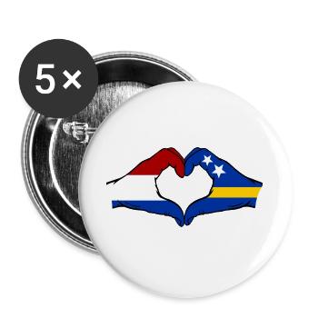 Holland Curacao flag hands heart shape used - Buttons large 2.2''/56 mm (5-pack) - white - Front